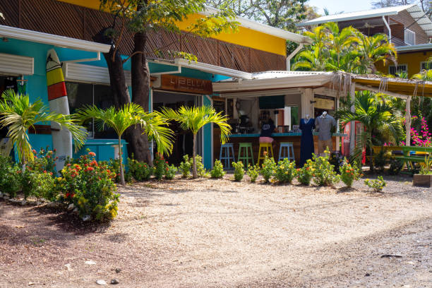 Libella Surf Shop and Bar is located on the road to the beach in Playa Guiones Nosara Guanacaste Costa Rica. It’s a frequent stop on the way back from the beach after a day of sand and surf.